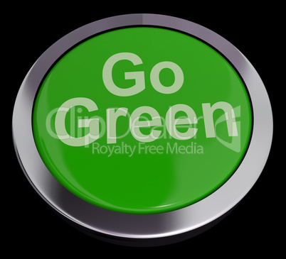 Go Green Button Showing Recycling And Eco Friendly