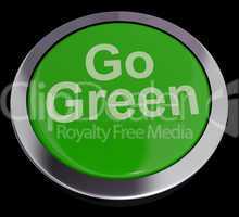 Go Green Button Showing Recycling And Eco Friendly