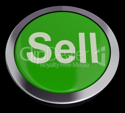 Sell Button In Green Showing Sales And Business