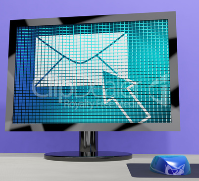 Email Icon On Screen Showing Emailing Or Contacting