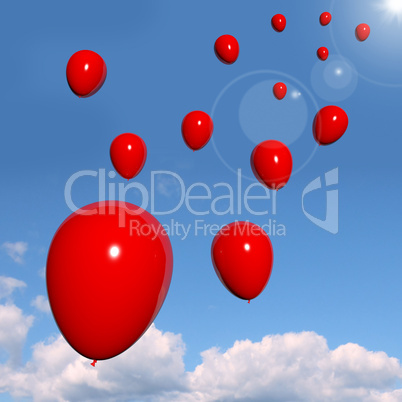 Festive Red Balloons In The Sky For Celebration