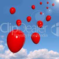Festive Red Balloons In The Sky For Celebration