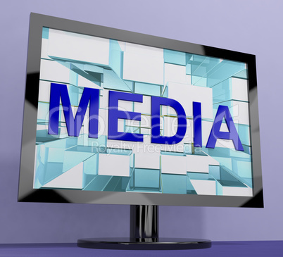 Media Word On Monitor Showing Internet OrTelevision Broadcasting