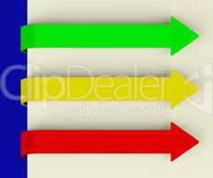 Three Multicolored Long Arrow Tabs Over Paper For Menu List Or N