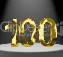 Gold 100th Or One Hundred 3d Number Closeup Representing Anniver