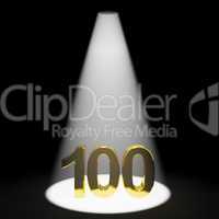 Gold 100th Or One Hundred 3d Number Representing Anniversary Or