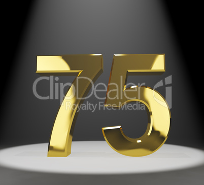 Gold 75th Or Seventy Five 3d Number Closeup Representing Anniver