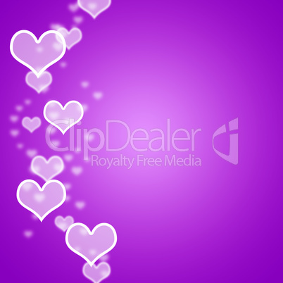 Mauve Hearts Bokeh Background With Blank Copyspace Showing Love