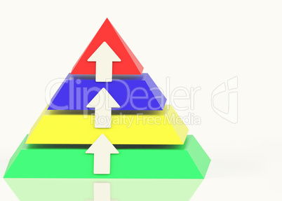 Pyramid With Up Arrows And Copyspace Showing Growth Or Progress