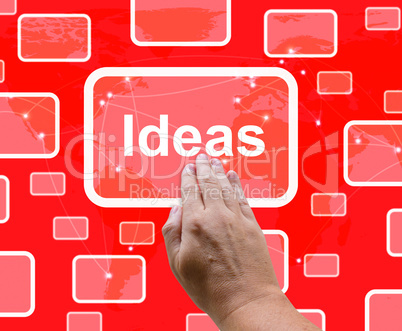 Ideas Button On Red Background Showing Concepts Or Creativity