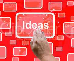 Ideas Button On Red Background Showing Concepts Or Creativity