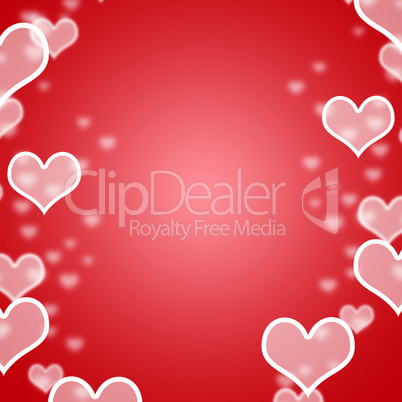 Red Hearts Bokeh Background With Blank Copyspace Showing Loving