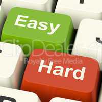 Hard Easy Computer Keys Showing The Choice Of Difficult Or Simpl