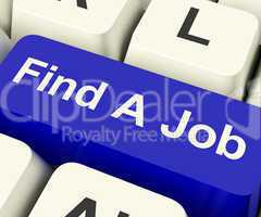 Find A Job Computer Key Showing Work And Careers Search Online