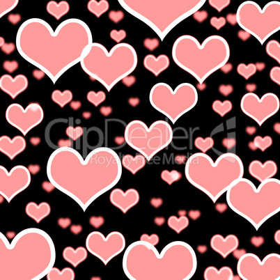 Pink Hearts Bokeh Background On Black Showing Love Romance And V