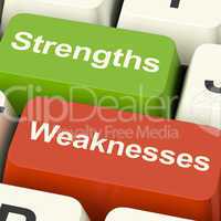 Strengths And Weaknesses Computer Keys Showing Performance Or An