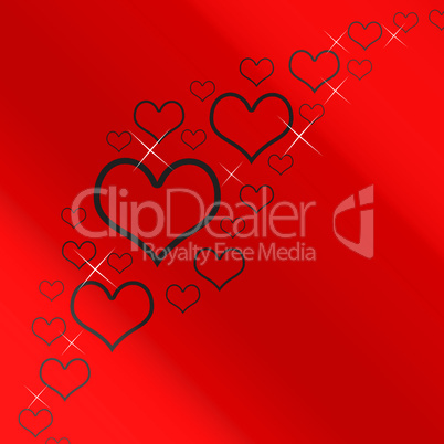 Red And Silver Hearts Background With Copyspace Showing Love Rom