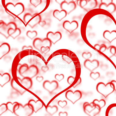 Red Hearts Background Showing Romance Love And Valentines