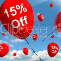 Balloon With 15% Off Showing Sale Discount Of Fifteen Percent