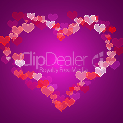 Red And Mauve Hearts Background With Copy Space Showing Love Rom