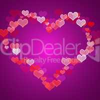 Red And Mauve Hearts Background With Copy Space Showing Love Rom