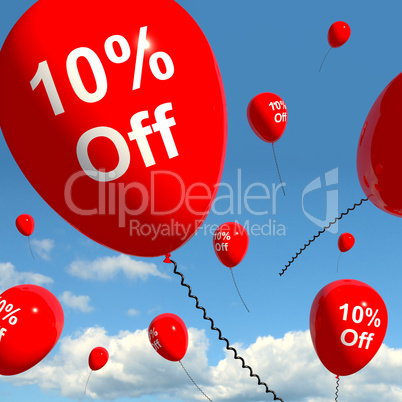 Balloon With 10% Off Showing Sale Discount Of Ten Percent