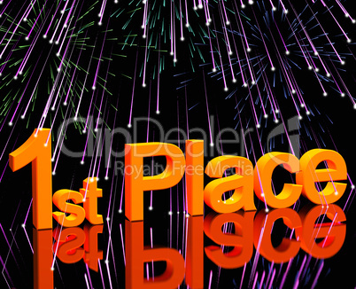 1st Place Word And Fireworks To Show Winning And Victory
