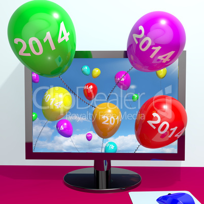 2014 Balloons From Computer Representing Year Two Thousand And F