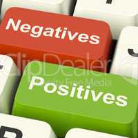 Negatives Positives Computer Keys Showing Plus And Minus Alterna