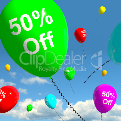 Balloon With 50% Off Showing Sale Discount Of Fifty Percent