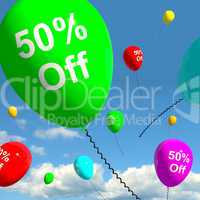 Balloon With 50% Off Showing Sale Discount Of Fifty Percent