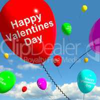 Happy Valentines Day Balloons In The Sky Showing Love And Affect