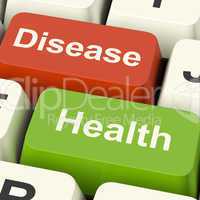 Disease And Health Computer Keys Showing Online Healthcare Or Tr