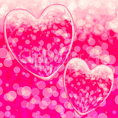 Pink Hearts Design On A Bokeh Background Showing Romance And Rom