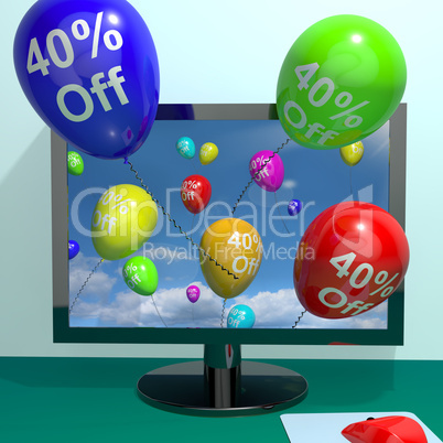40% Off Balloons From Computer Showing Sale Discount Of Forty Pe
