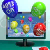 40% Off Balloons From Computer Showing Sale Discount Of Forty Pe