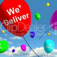 We Deliver Balloons Showing Delivery Shipping Service Or Logisti