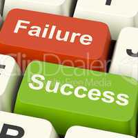 Success And Failure Computer Keys Showing Succeeding Or Failing