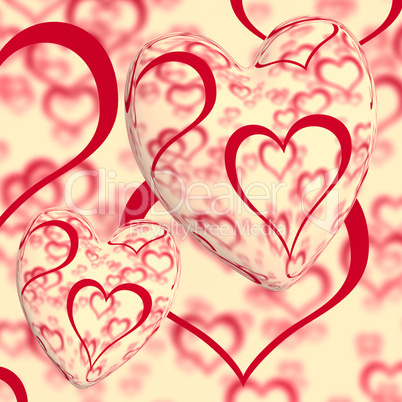 Red Hearts Design On A Heart Background Showing Love Romance And