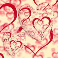 Red Hearts Design On A Heart Background Showing Love Romance And