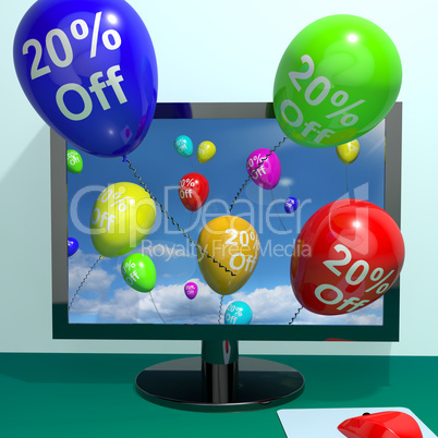 20% Off Balloons From Computer Showing Sale Discount Of Twenty P