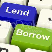 Lend And Borrow Keys Showing Borrowing Or Lending On The Interne