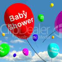 Baby Shower On Balloons In Sky For Newborn Birth Party