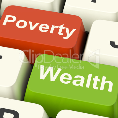 Poverty And Wealth Computer Keys Showing Rich Versus Poor