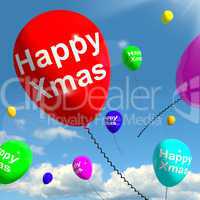 Balloons Floating In The Sky With Happy Xmas
