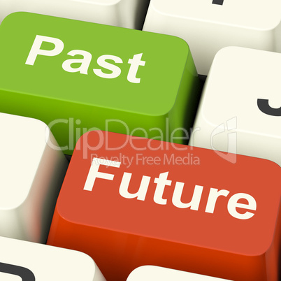 Past And Future Keys Showing Evolution Aging Or Progress