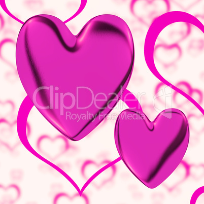 Mauve Hearts On A Heart Background Showing Love Romance And Roma