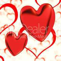 Red, Hearts On A Heart Background Showing Love Romance And Roman