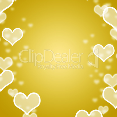Yellow Hearts Bokeh Background With Blank Copyspace Showing Love