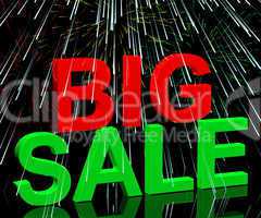 Big Sale Word And Fireworks Showing Promotion Discount And Reduc